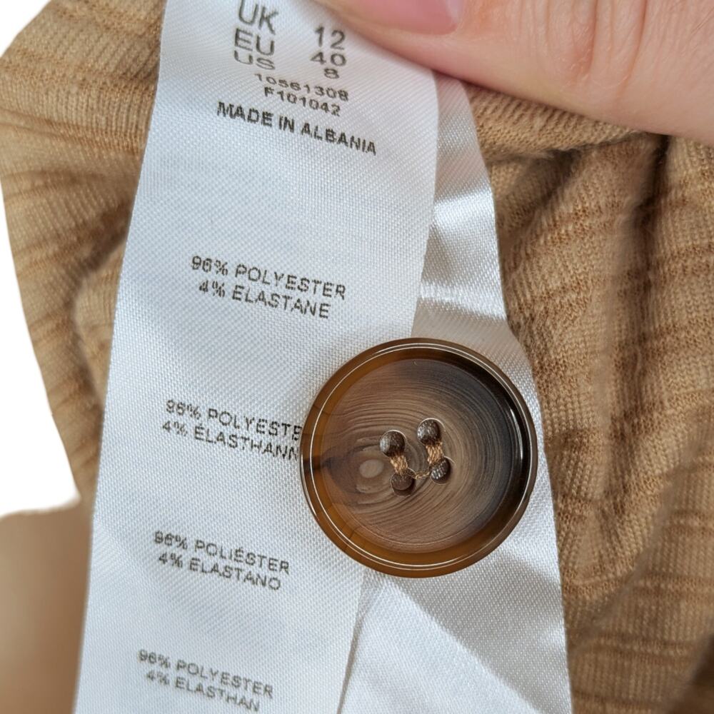 ASOS Tan Velvet Corduroy Shift Dress 8 | Camel Ribbed Velour Henley Tunic Mini - Picture 8 of 8